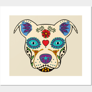 Pit Bull Sugar Skull Posters and Art